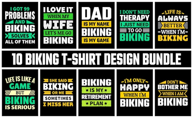 Biking T-shirt Design Set Wektor