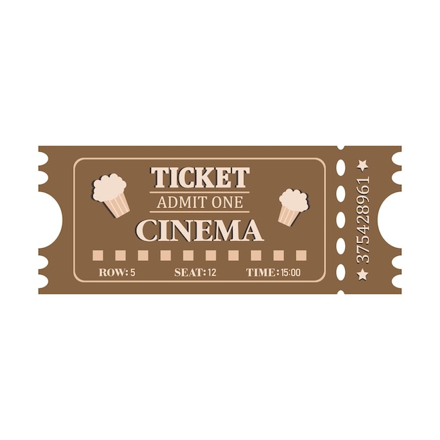 Plik wektorowy bilet do kina w stylu vintage na białym tle