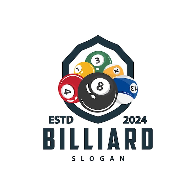 Billiard Logo Minimalistyczny Projekt Piłka I Kij Symbol Ilustracja Szablon