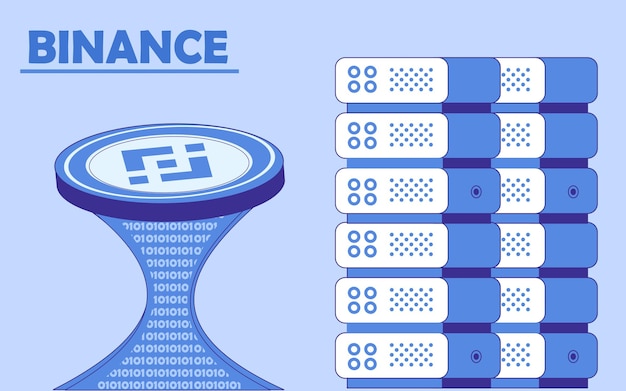 Binance Coin Kryptowaluta Z Serwerami Wydobywającymi Ilustrację Wektorową Transakcji