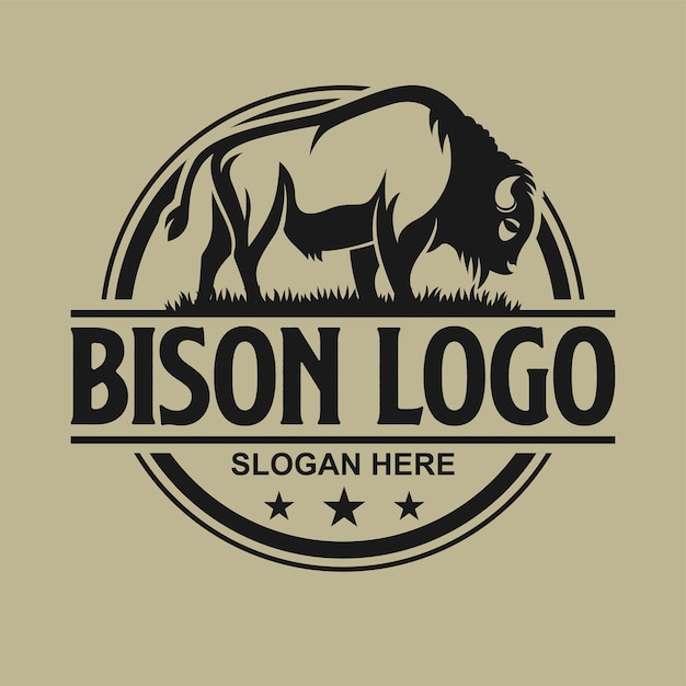 Bison Vintage Logo Design szablon inspiracja ilustracja wektorowa