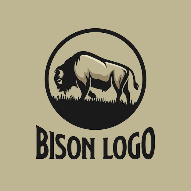 Bison Vintage Logo Design Szablon Inspiracja Ilustracja Wektorowa