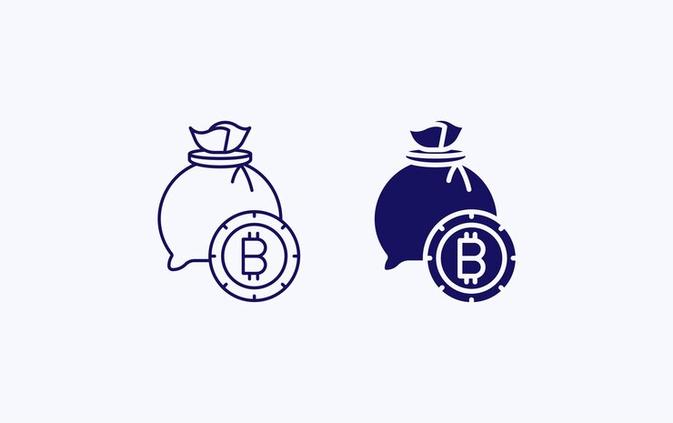 Wektor bitcoin bag, ikona ilustracji wektora inwestycji