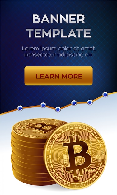 Bitcoin Stos Złotych Monet Bitcoin. Szablon Transparentu Do Edycji Kryptowaluty.