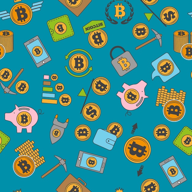 Bitcoin wzór złote monety kryptowaluty Wektor płynne tło