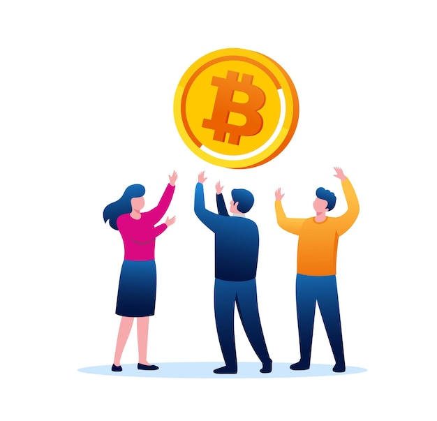 Bitcoin Zysk Płaski Wektor Ilustracja Szablon Transparent