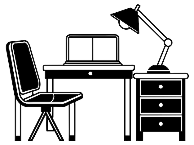 biurkowe biurko z laptopem i lampą