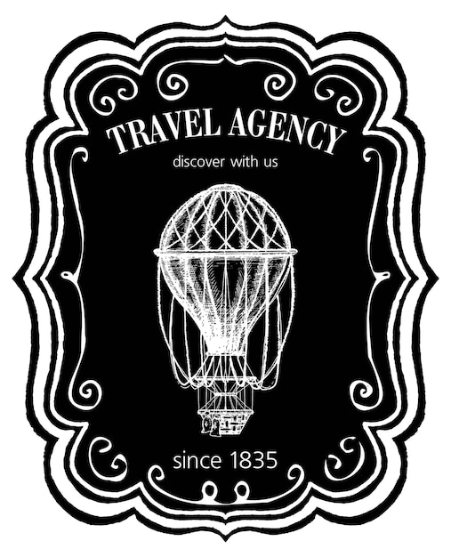 Biuro Podróży Vintage Etykieta Lub Emblemat W Stylu Kredy