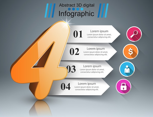 Biznes Cztery Infografiki Origami Stylu