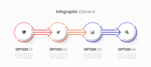 Biznes Infograficzny Wektorowy Z Ikoną Etykiety Cienkiej Linii I 4 Opcjami Prezentacji