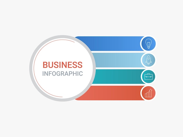 Biznes Infografika Oś Czasu Szablonu Projektu Z Kolorowych Cztery Opcje Ikon Na Białym Tle.