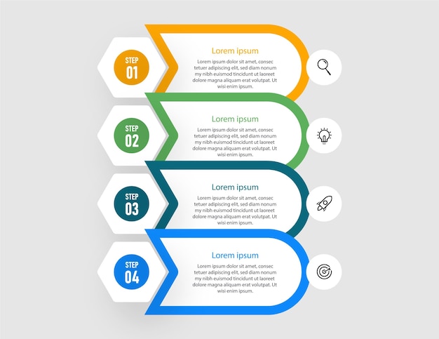 Biznes Infografika Płaska Konstrukcja Profesjonalnych Kroków Szablon Numeru Premium Wektor