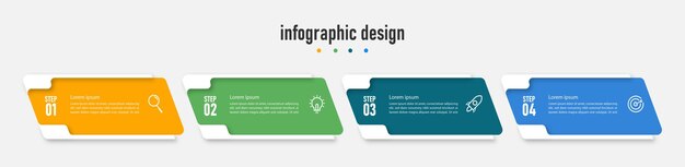 Biznes Infografika Płaska Konstrukcja Profesjonalnych Kroków Szablon Numeru Premium Wektor