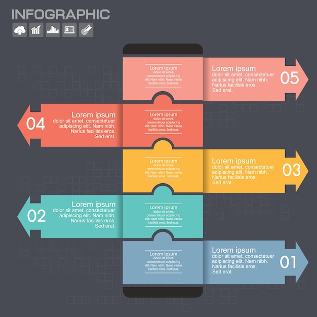 Biznes Infografika Szablon Układu Z Ilustracją Kreatywnych Kolorowy Ołówek.