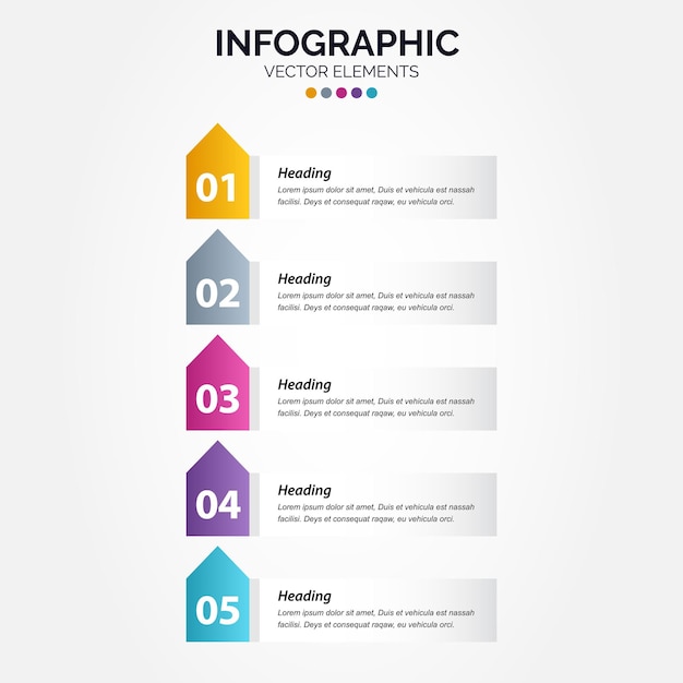 Biznes Pionowa Infografika Szablon Koło Kolorowe Z 5 Krokami