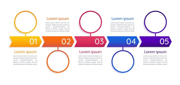 Biznes Plansza Szablon Projektu Wykresu. Profesjonalne Zarządzanie. Streszczenie Infochart Z Miejsca Na Kopię. Grafika Instruktażowa Z Sekwencją 5 Kroków. Używane Czcionki Quicksand Medium, Myriad Regular