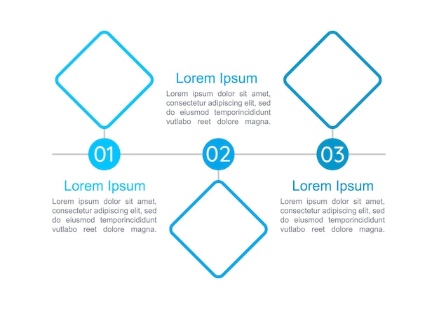 Biznes Stratup Niebieski Plansza Szablon Projektu Wykresu. Zarządzanie Pracą. Streszczenie Infochart Z Miejsca Na Kopię. Grafika Instruktażowa Z Sekwencją 3 Kroków. Użyte Czcionki Arial Regular, Myriad Regular