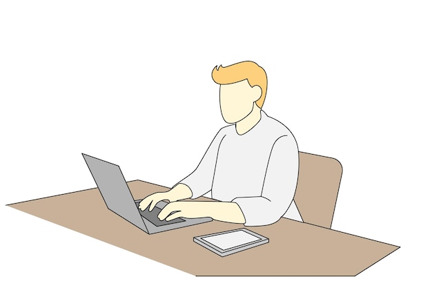 Biznesmen Art Ilustracja koncepcji obrazu dla biznesmena i kobiety używać firmy laptop pracy