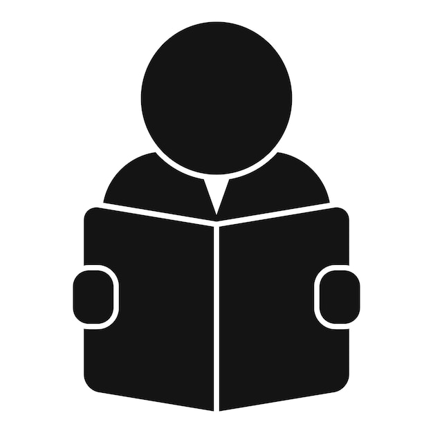 Biznesmen czytający książkę ikona uczenia się i edukacja symbol