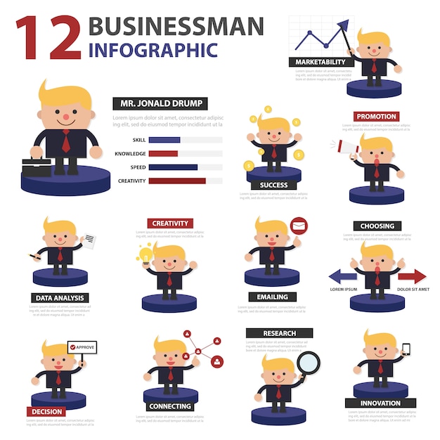 Biznesmen Infographic Kreskówka