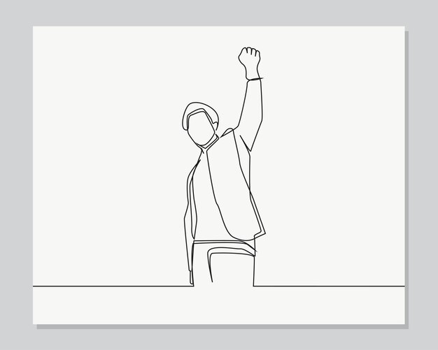 Biznesmen świętuje sukces ciągłej jednej linii ilustracji