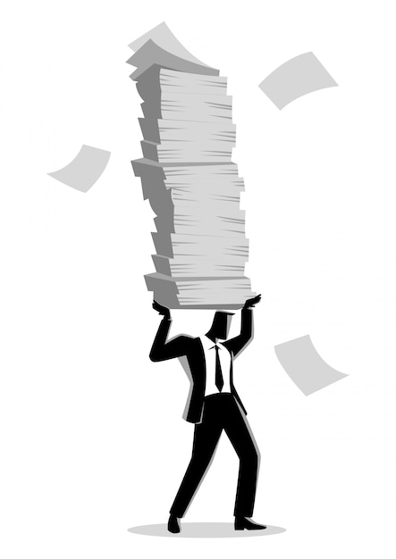 Plik wektorowy biznesmen trzyma dużo dokumentów