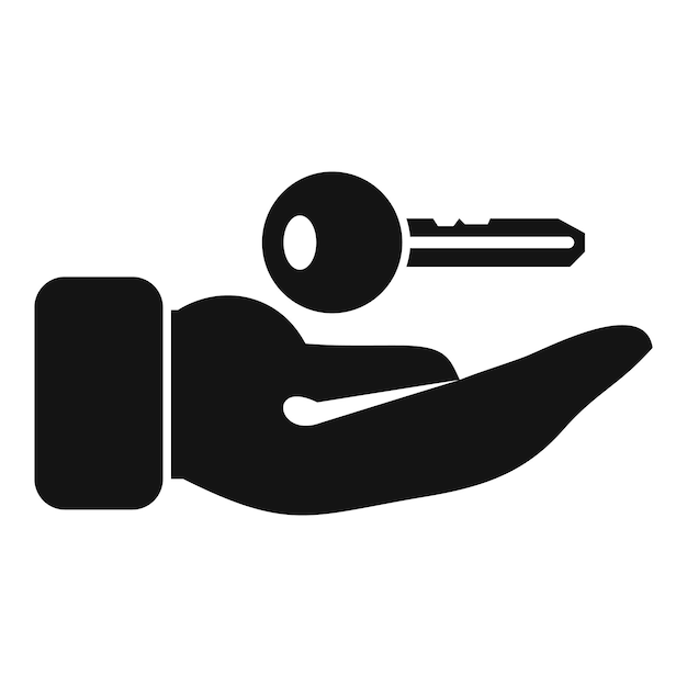 Biznesmen trzymający klucz ikona agent nieruchomości dający klucz