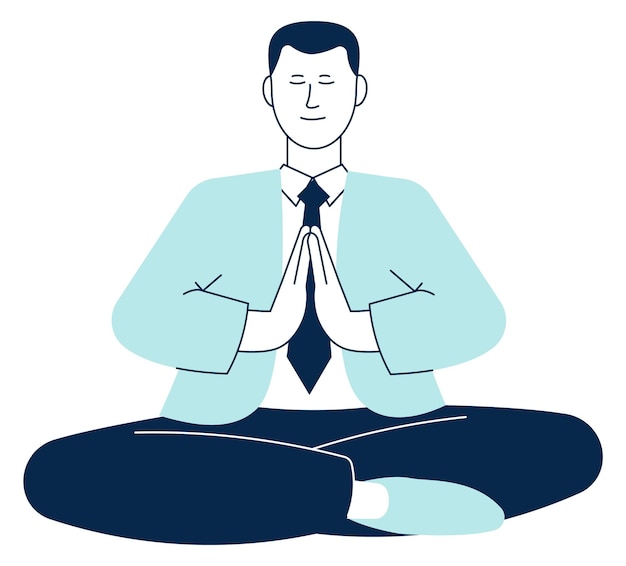Plik wektorowy biznesmen w pozycji lotosu spokojna osoba ikona medytacji