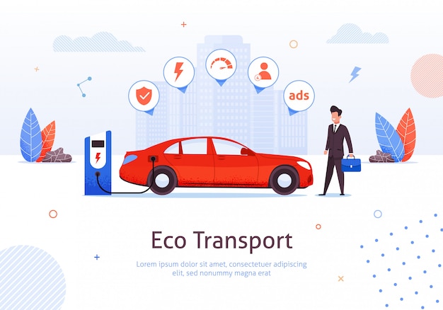 Biznesmen w stacji ładowania samochodów elektrycznych