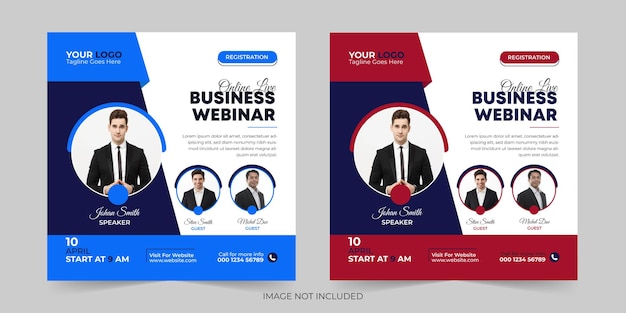 Biznesowa konferencja webinarowa post w mediach społecznościowych i szablon banera internetowego promocji marketingu cyfrowego