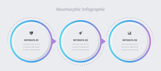 Biznesowa Neumorficzna Prezentacja Infograficzna Z Opcją Etykiety 3 W Kolorze Gradientu I Ikony