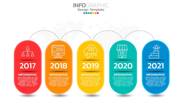 Biznesowe Elementy Infografiki Osi Czasu Z 5 Opcjami Lub Krokami.