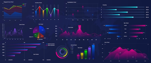 Biznesowe Elementy Wektorowe Dla Infografiki Wizualizacji Danych I Projektowania Kolorowych Wykresów