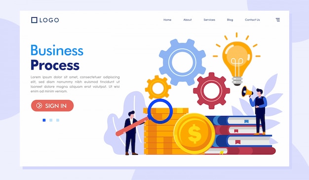 Biznesowego procesu lądowania strony strony internetowej ilustraci wektor