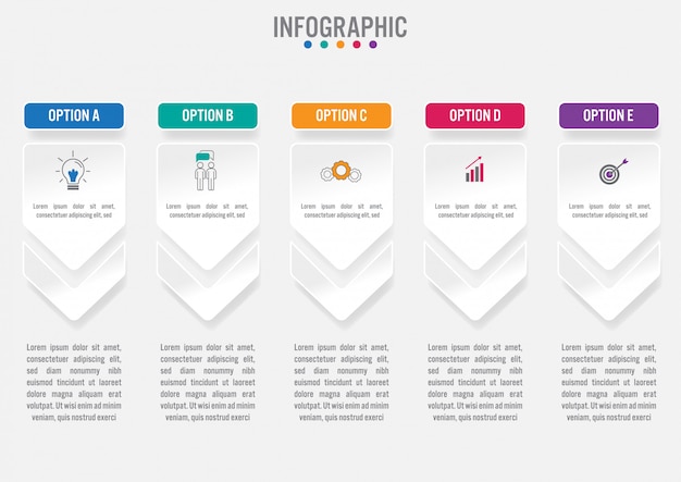 Biznesowy Infographic Szablon Z Pięć Opcjami