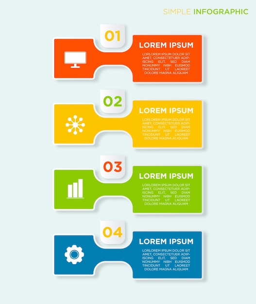 Biznesowy Pasek Infografiki Z Czterokolorowym Projektem Szablonu