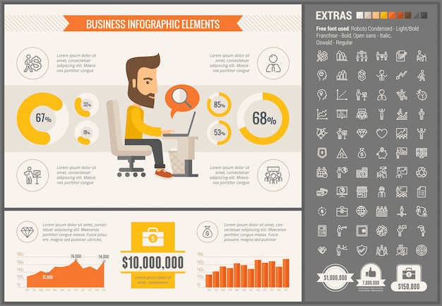 Biznesowy Płaski Projekta Infographic Szablon