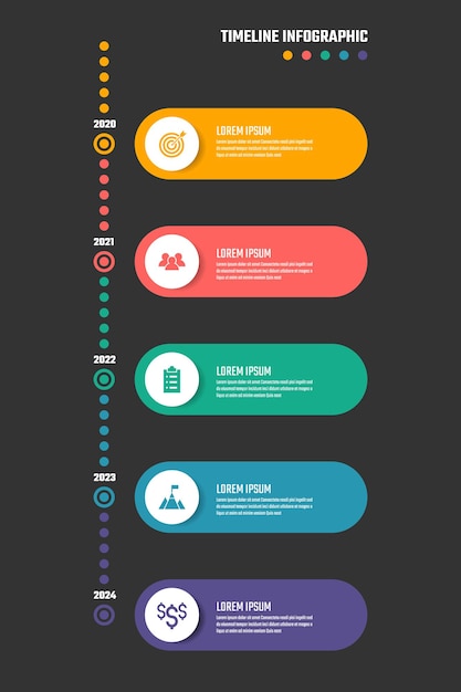 Biznesowy Projekt Infografiki 5 Kroków Na Osi Czasu Ilustracje Wektorowe