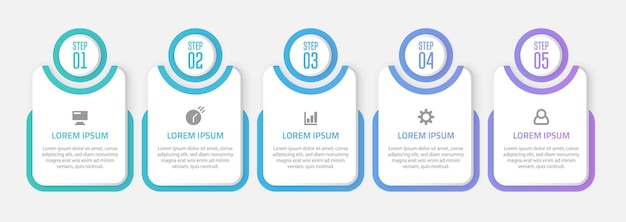 Biznesowy Projekt Szablonu Infografiki Z 5 Opcjami Lub Krokami