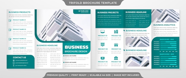 Biznesowy Szablon Broszury Trójdzielnej W Stylu Minimalistycznym I Premium