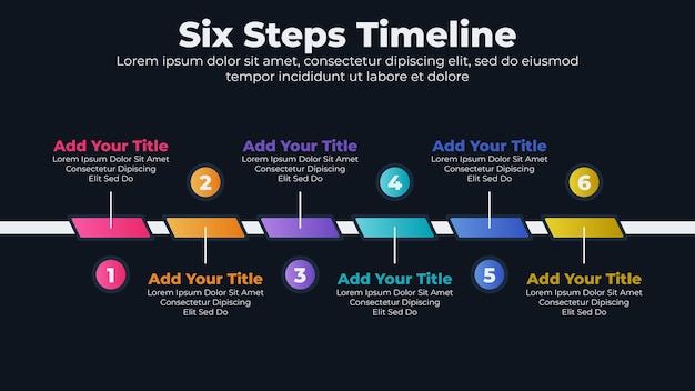 Plik wektorowy biznesowy szablon infografiki osi czasu z 6 krokami