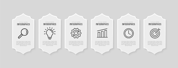 Biznesowy Szablon Infografiki Z 6 Opcjami Wizualizacji Danych W Minimalistycznym Stylu