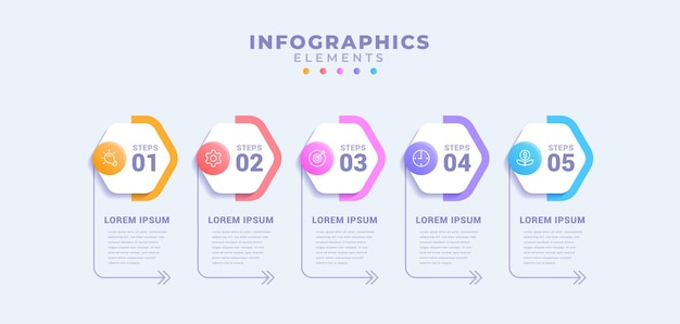 Biznesowy Szablon Infografiki Z Pięcioma Opcjami Lub Procesem