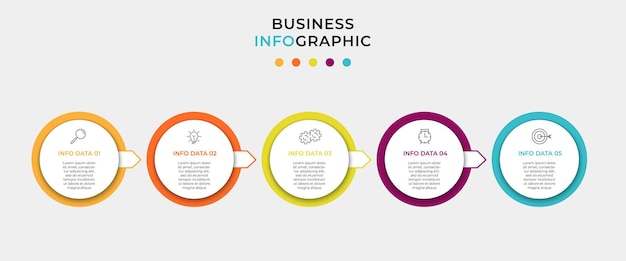 Biznesowy Szablon Projektu Infografika Z Ikonami I 5 Opcjami Lub Krokami