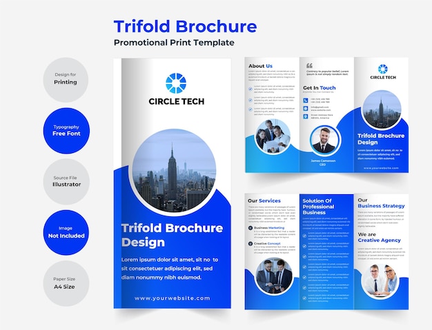 Biznesowy Trójdzielny Szablon Broszury Z Nowoczesnym Designem