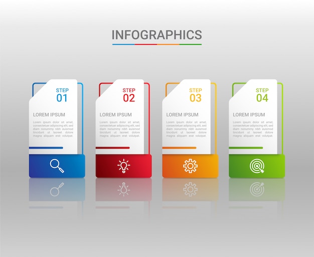 Biznesowych Dane Unaocznienie, Infographic Szablon Z Krokami Na Szarym Tle, Ilustracja