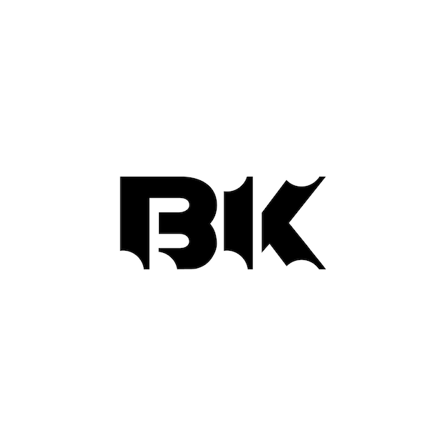 Bk Monogram Logo Design List Tekst Nazwa Symbol Monochromatyczne Logotyp Alfabet Znak Proste Logo