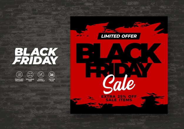 Black Friday Social Media Post Feed Rabat Banner Wzór