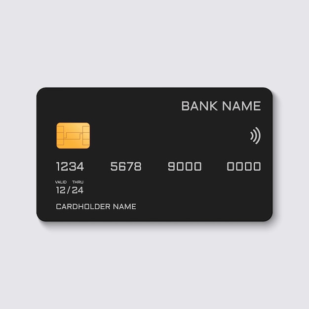 Black Mock Up Credit Card For E-commerce Szablon Karty Bankowej Ze Złotym Chipem Czarna Plastikowa Karta