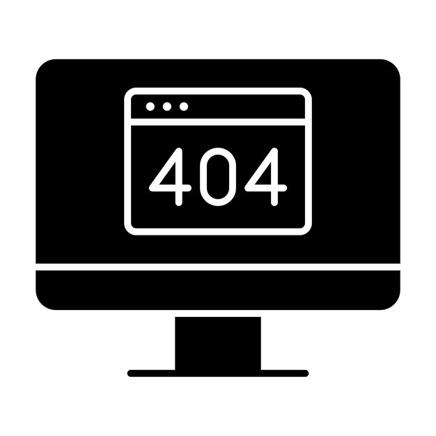 Błąd 404 Glyf Czarna ilustracja